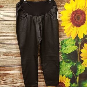 Maternity Indigo blue faux leather looking pants